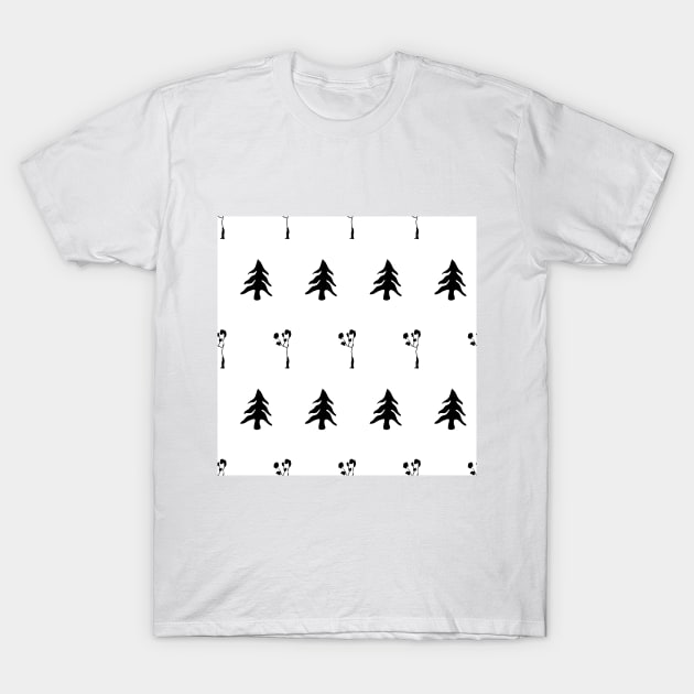 silhouettes, trees, plant, ecology, nature, ornament, seamless,  repeat, forest, winter T-Shirt by grafinya